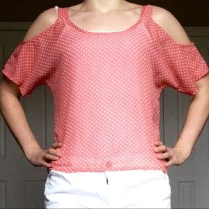 Wet Seal Polka dot off the shoulder blouse
